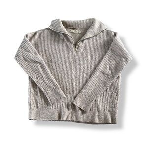[LOFT] Taupe Quarter Zip Ribbed Sweater